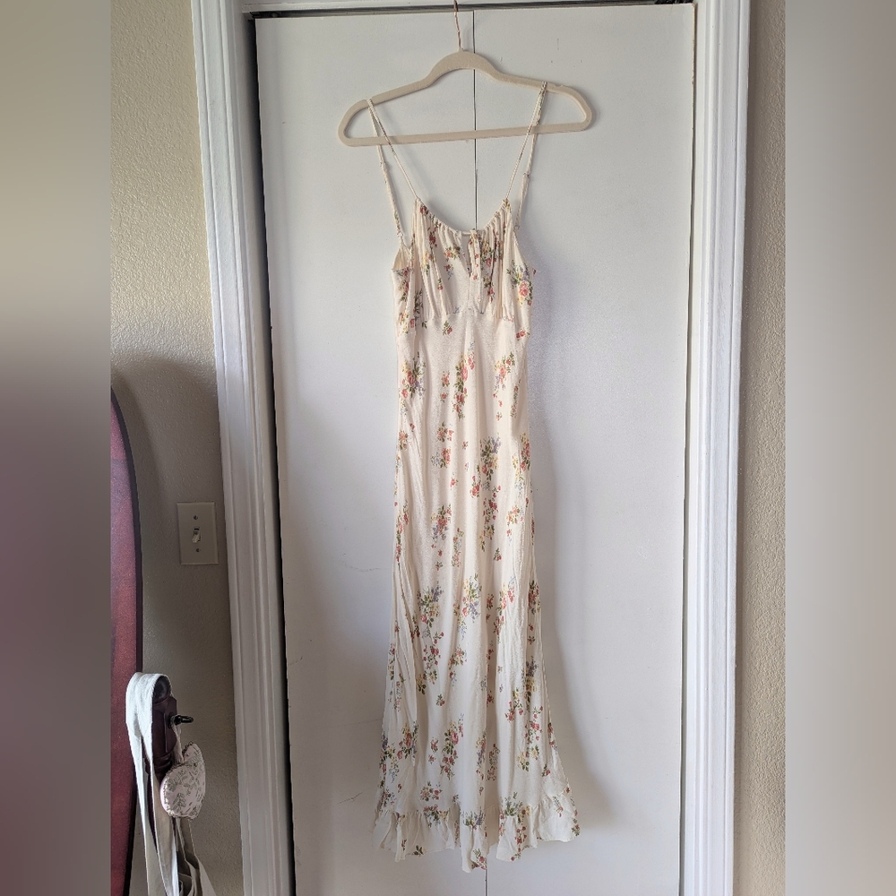 Reformation Cream Floral Midi Dress